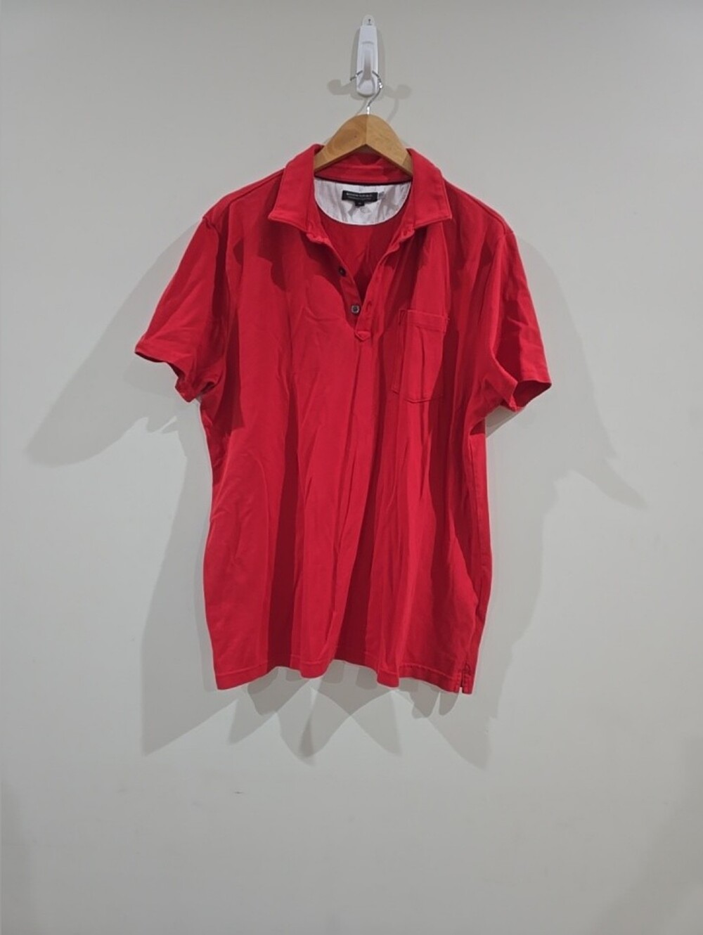 Vgt Banana Republic Performance Pique Men's Red Solid Pique Polo Shirt XL